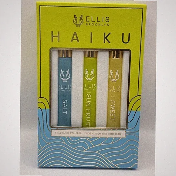 Ellis Brooklyn Haiku Fragrance Rollerball Trio Salt Sun Fruit Sweet 3x10mL BNIB